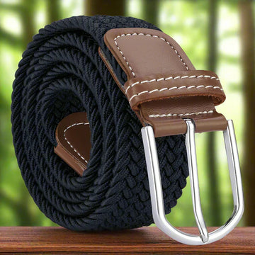 Men Elastic Stretch Belt Black Art
